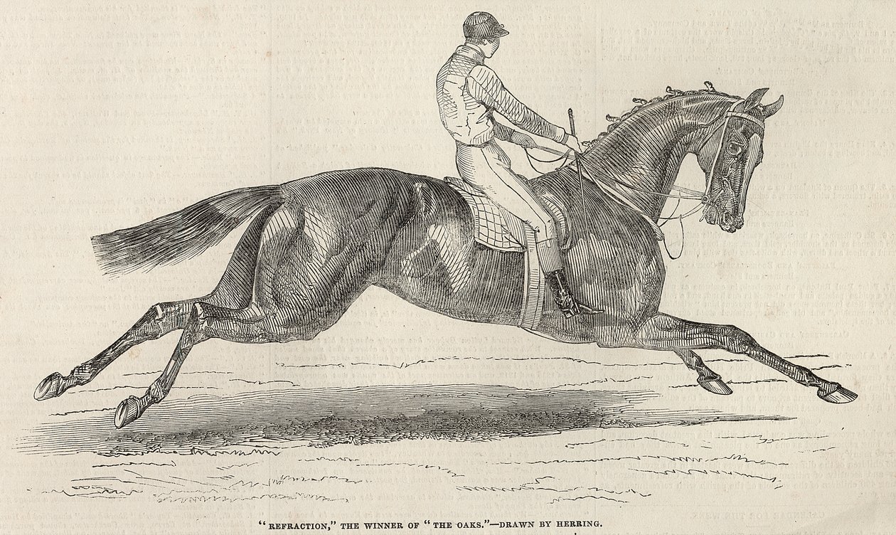 "Refraction", "The Oaksin" voittaja, "The Illustrated London News", 7. kesäkuuta 1845 tekijältä John Frederick Herring Senior