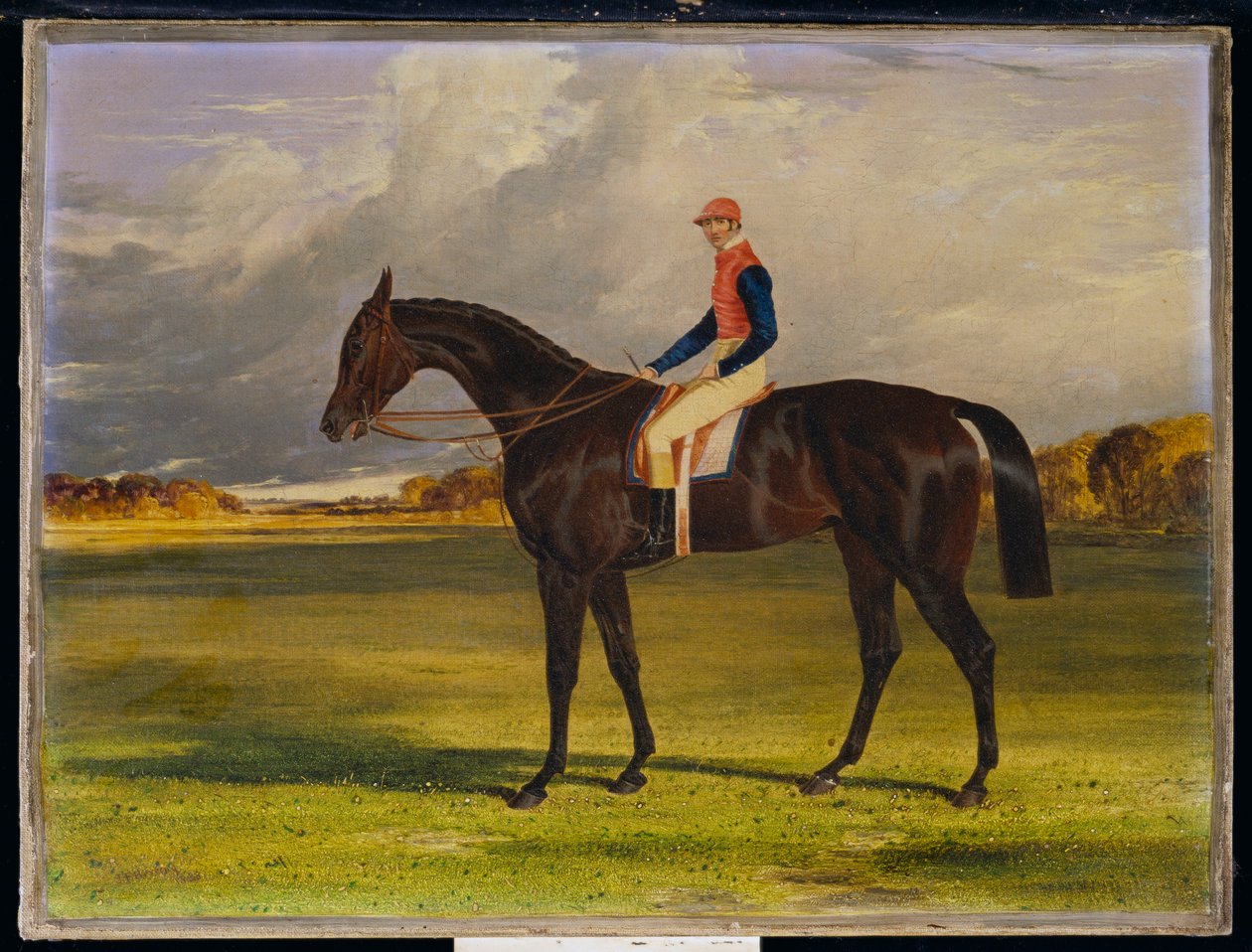 Earl of Chesterfieldin Filly "Industry", W. Scott Upin kanssa maisemassa, 1838 tekijältä John Frederick Herring Senior