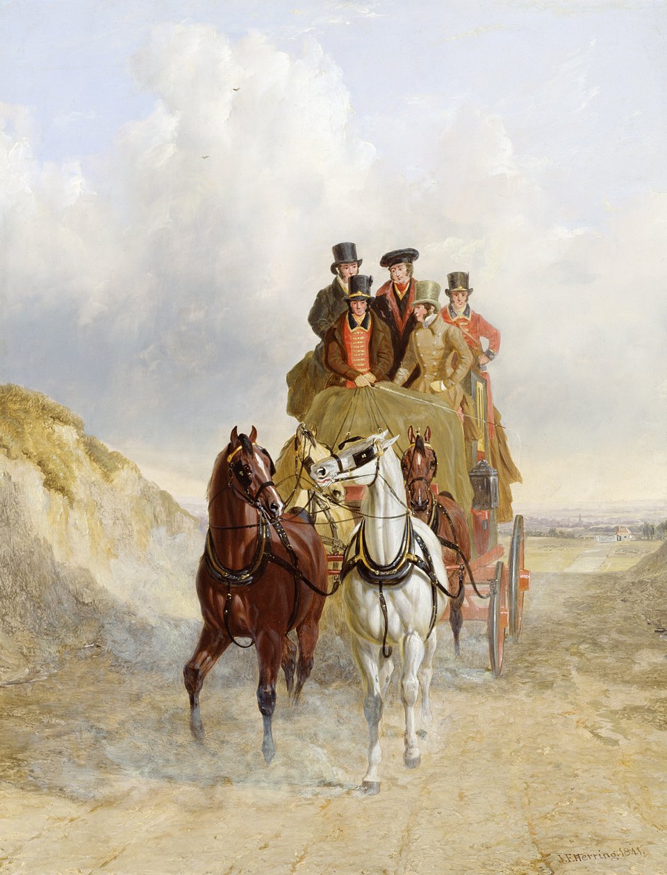 Kuninkaallinen postivaunu tiellä, 1841 tekijältä John Frederick Herring Senior