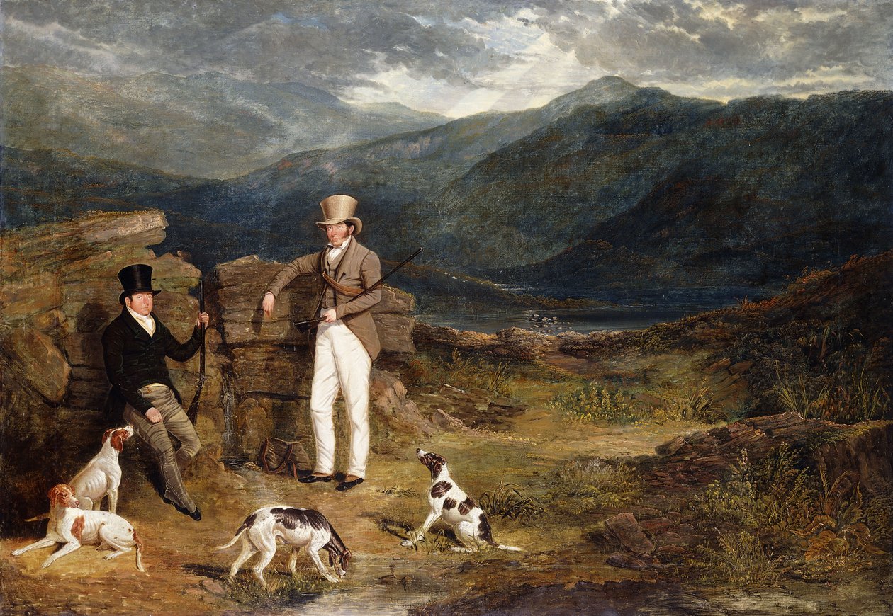 Kaksi herraa osoittimilla Grouse Moorissa, 1824 tekijältä John Frederick Herring Senior