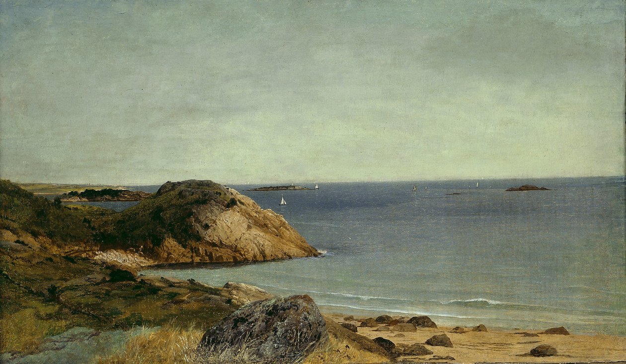 Rocky Coast, n. 1860 (öljy kankaalle) tekijältä John Frederick Kensett