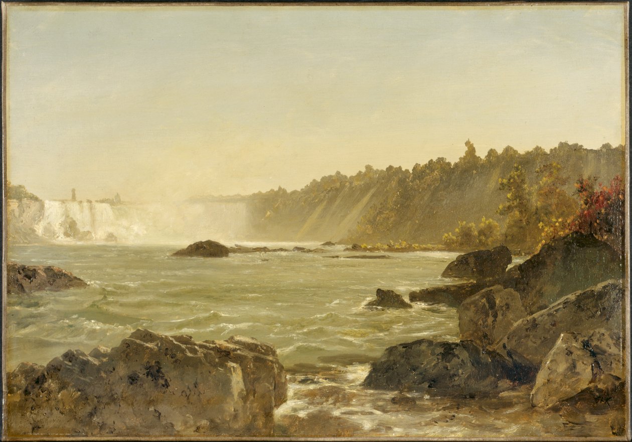 Näkymä Niagaran putouksille, noin 1851-52 (öljy kankaalle). tekijältä John Frederick Kensett