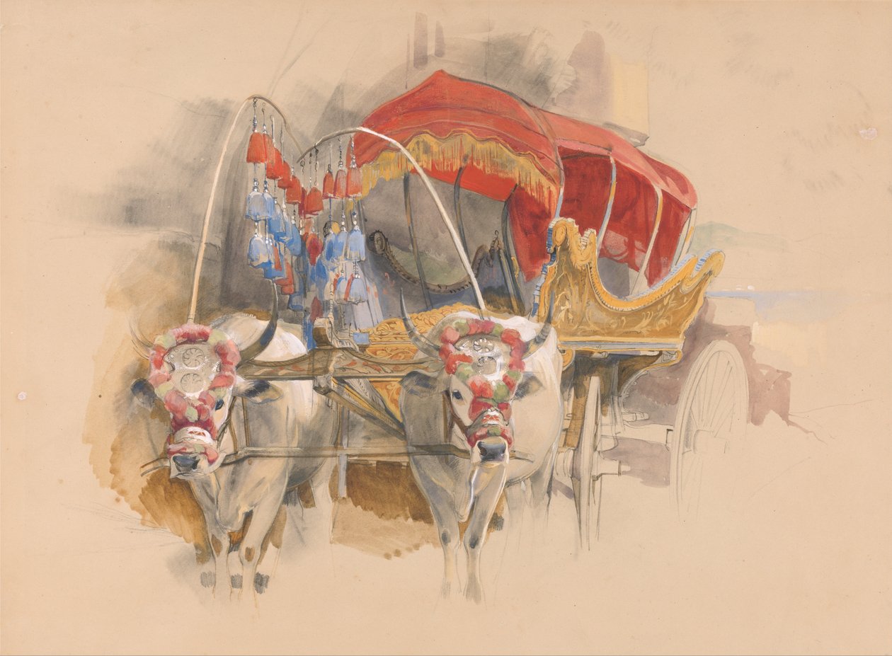 Kahden valkoisen härän vetämä turkkilainen Araba, Konstantinopoli Kahden valkoisen härän vetämä turkkilainen Araba, Konstantinopoli tekijältä John Frederick Lewis