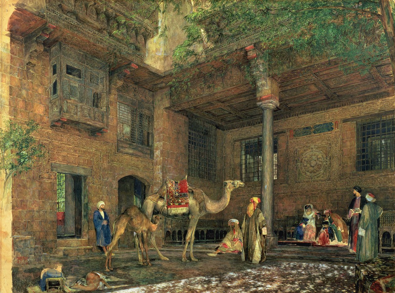 Maalarin talon piha, Kairo, n. 1851 tekijältä John Frederick Lewis