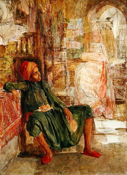 Abdul Hadi, muotokuvatutkimus (öljy paneelille) tekijältä John Frederick Lewis