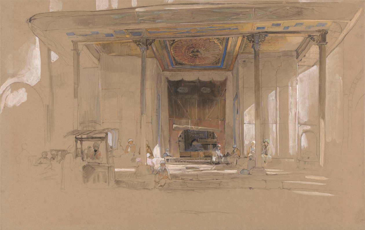 Suuren moskeijan pääsisäänkäynti, (Ulu cami) Bursa, Turkki, tekijältä John Frederick Lewis