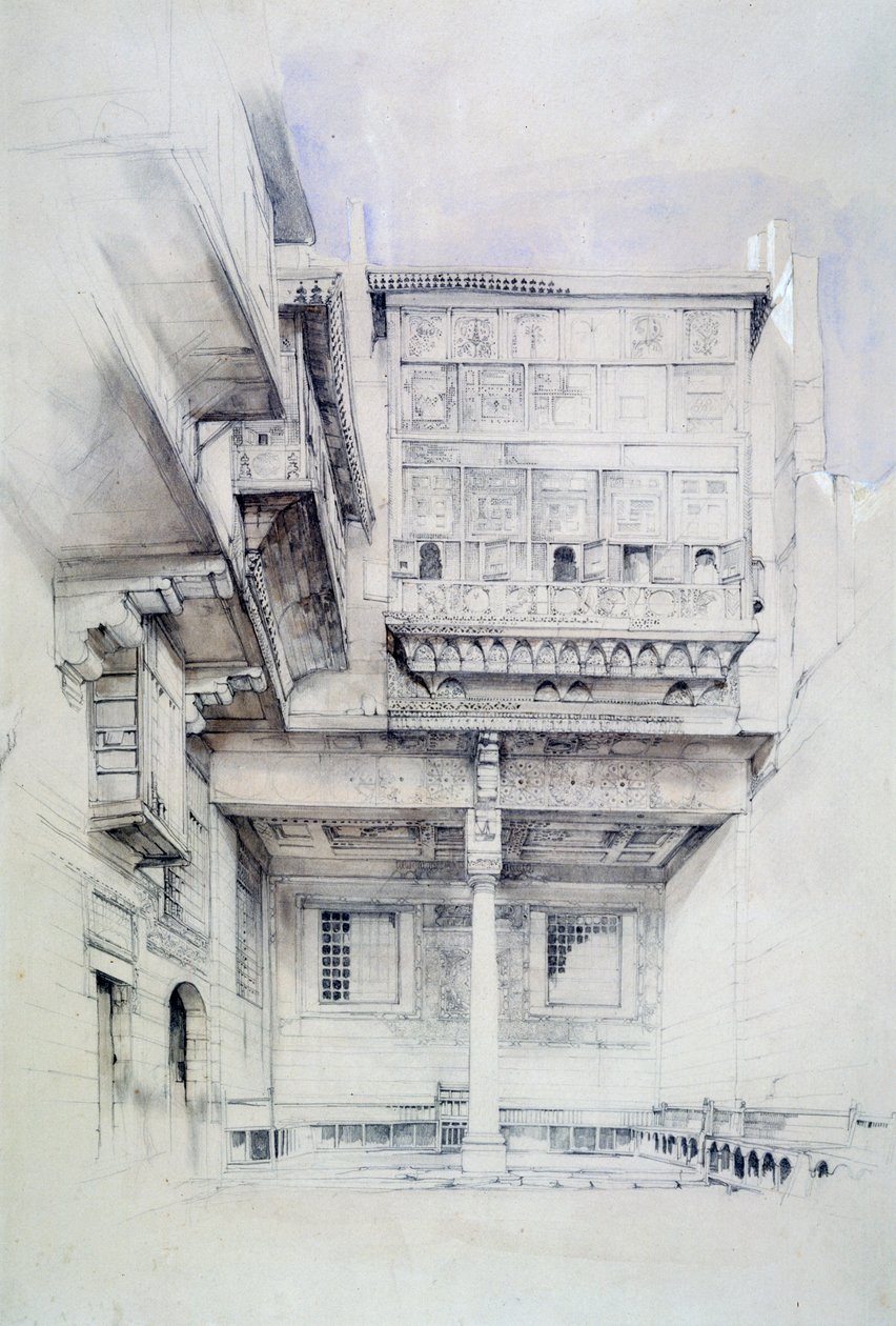 Taiteilijatalon tuomioistuin, Kairo, Egypti, 1800-luku tekijältä John Frederick Lewis