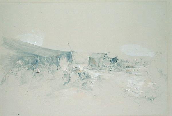 Siinain vuoren autiomaa (kynä ja guassi paperilla) tekijältä John Frederick Lewis