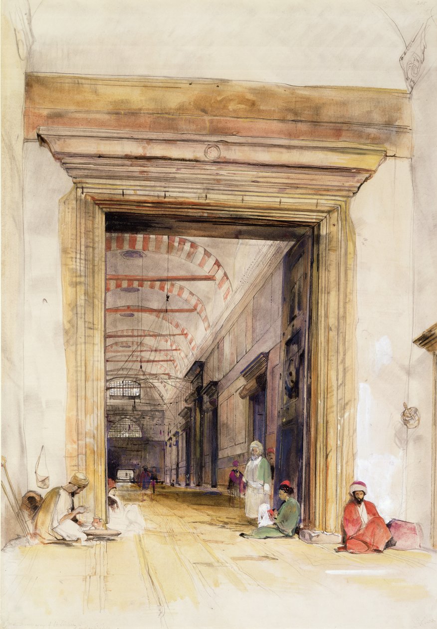 Santa Sofian moskeijan suuri ovi, Konstantinopoli (vartalovärillä korostettu wc kynällä) tekijältä John Frederick Lewis