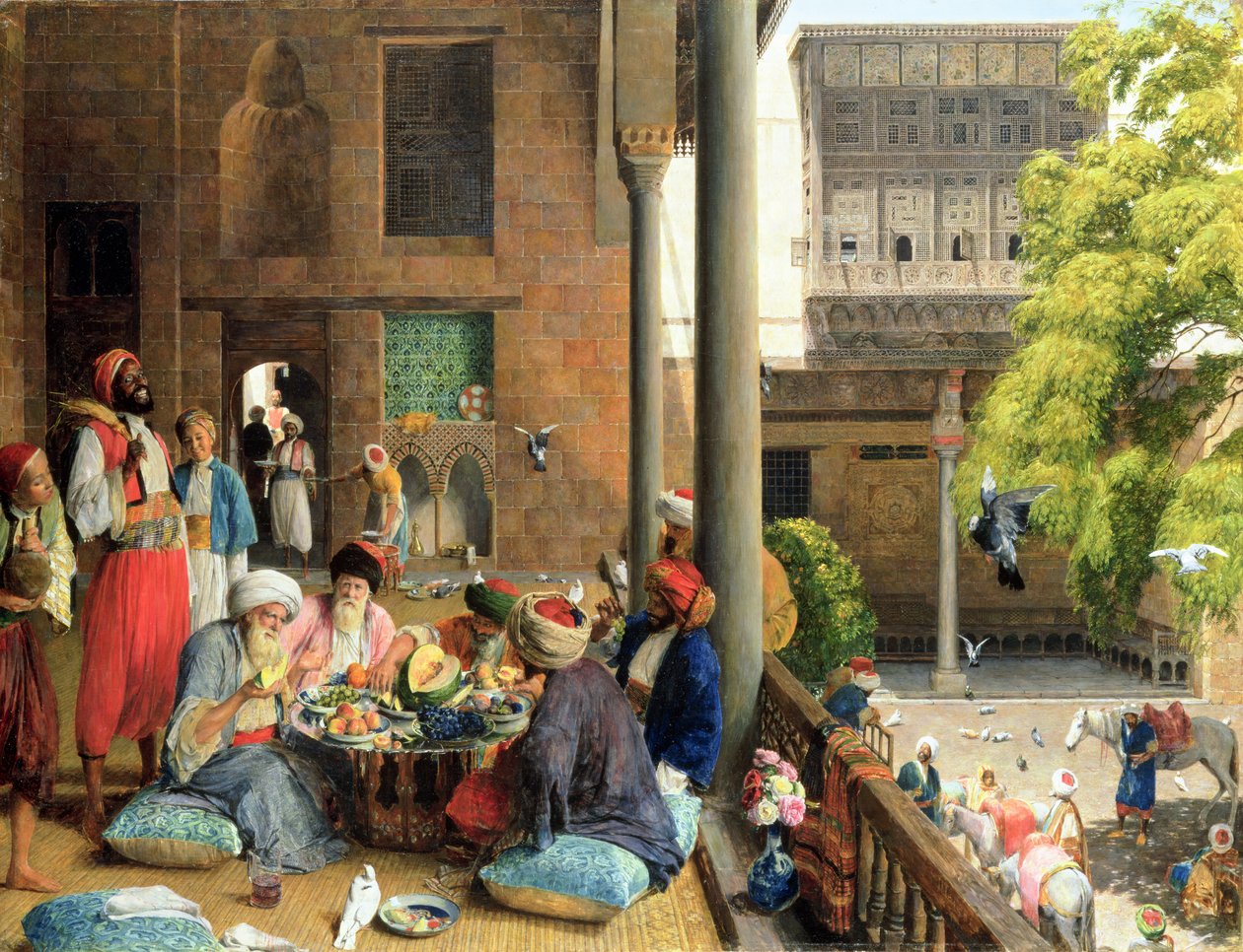 Keskipäivän ateria, Kairo, 1875 tekijältä John Frederick Lewis