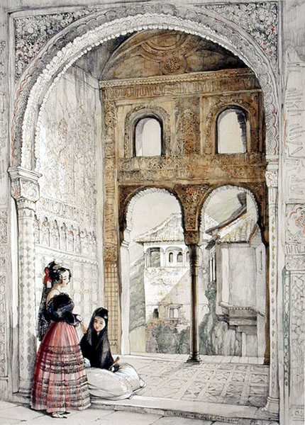Suurlähettilässalin ikkuna, Alhambran luonnokset ja piirustukset, 1835 tekijältä John Frederick Lewis