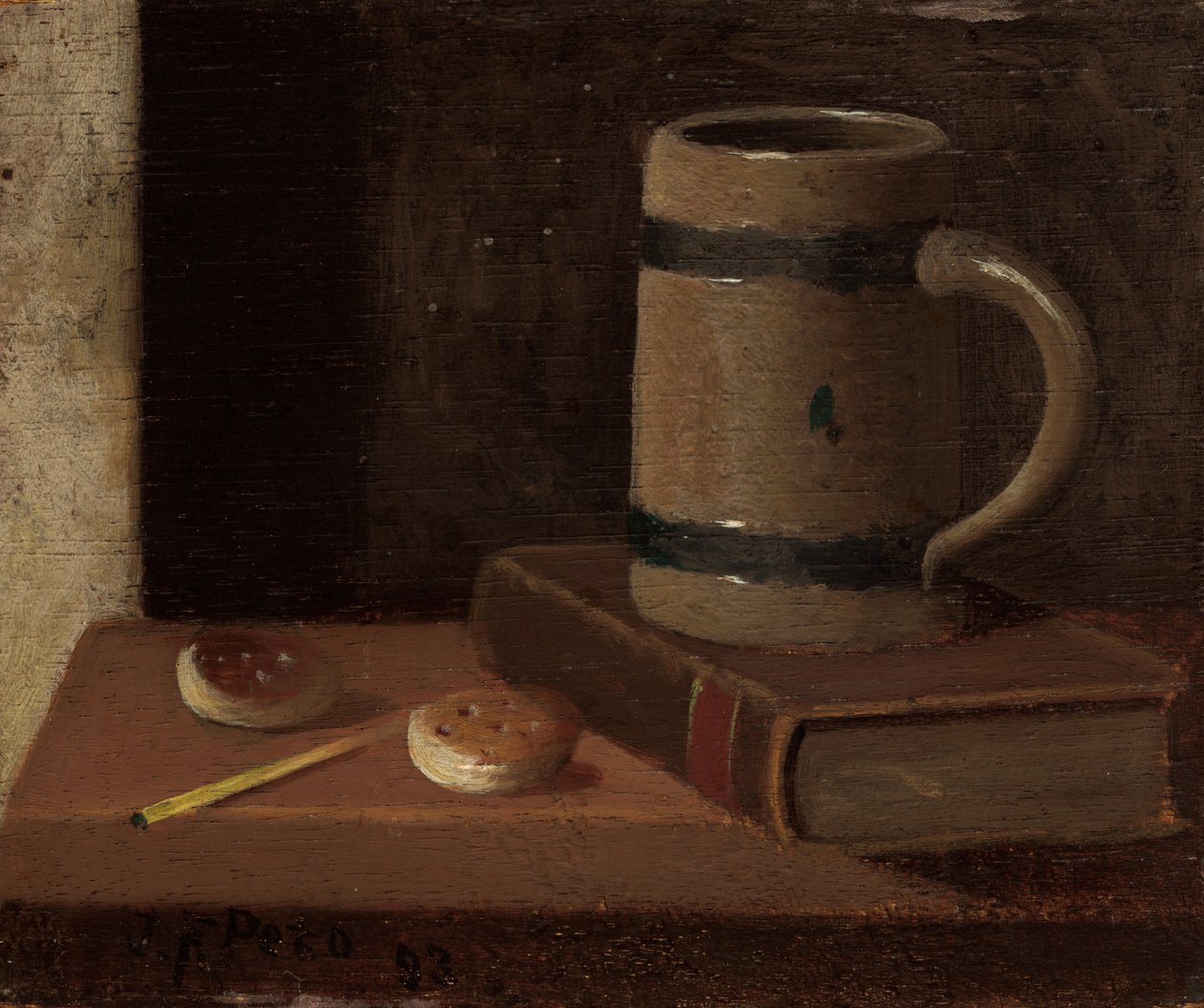 Mug, Book, Biscuits, and Match, 1893. finlandès tekijältä John Frederick Peto