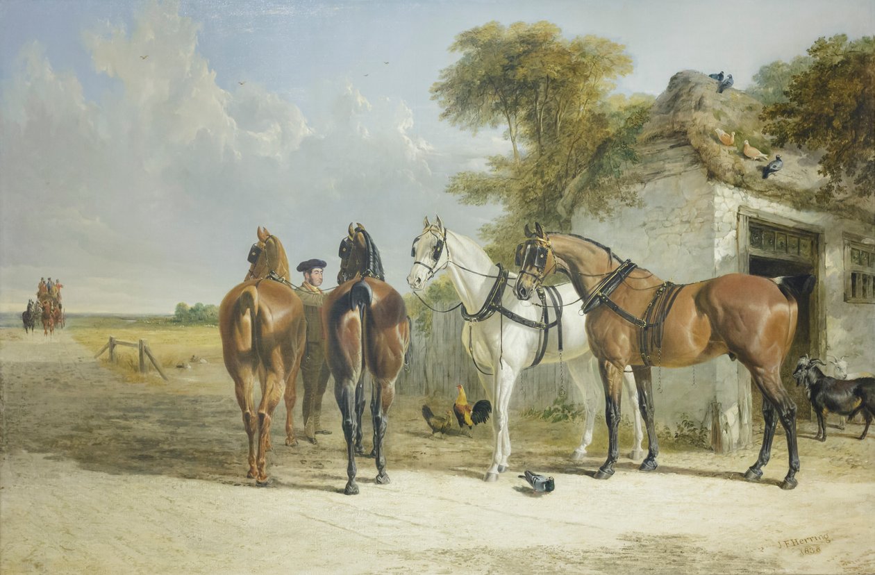 Mail coach post, J F Herring (öljy kankaalle) tekijältä John Frederick Senior Herring
