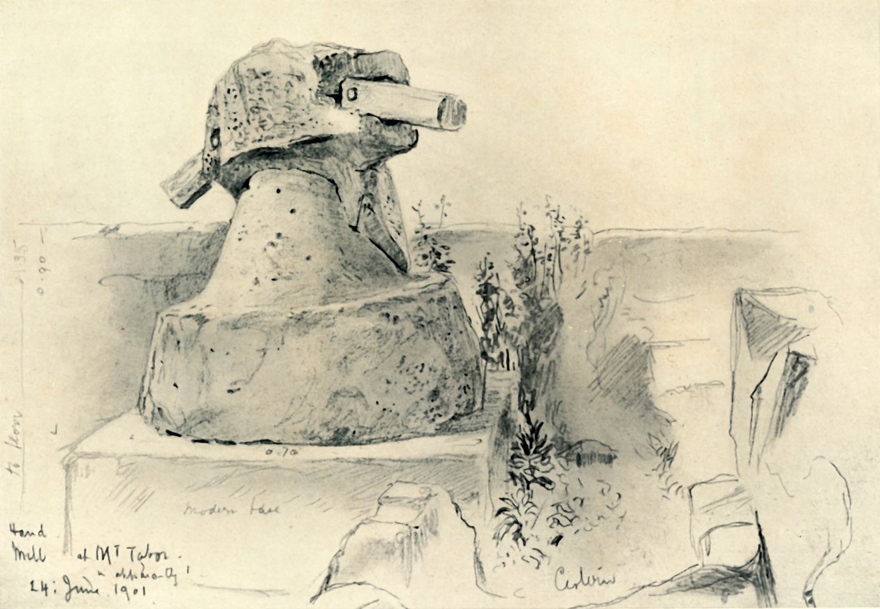 Muinainen käsimylly Tabor-vuorella, 1902. tekijältä John Fulleylove