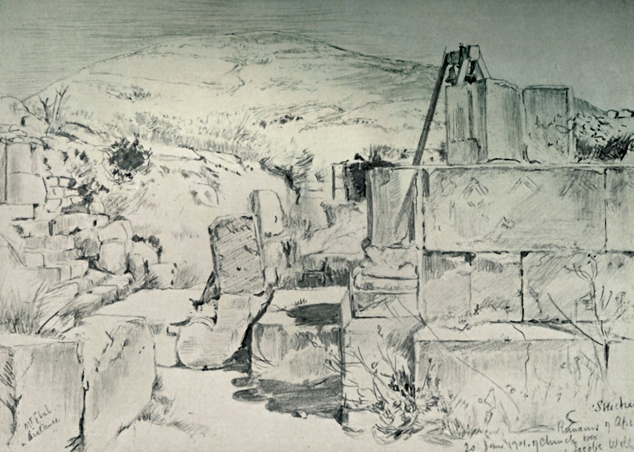 Neljännen vuosisadan kirkon apsi Jacobs Wellin yllä Shechum Nablusissa, 1902. tekijältä John Fulleylove