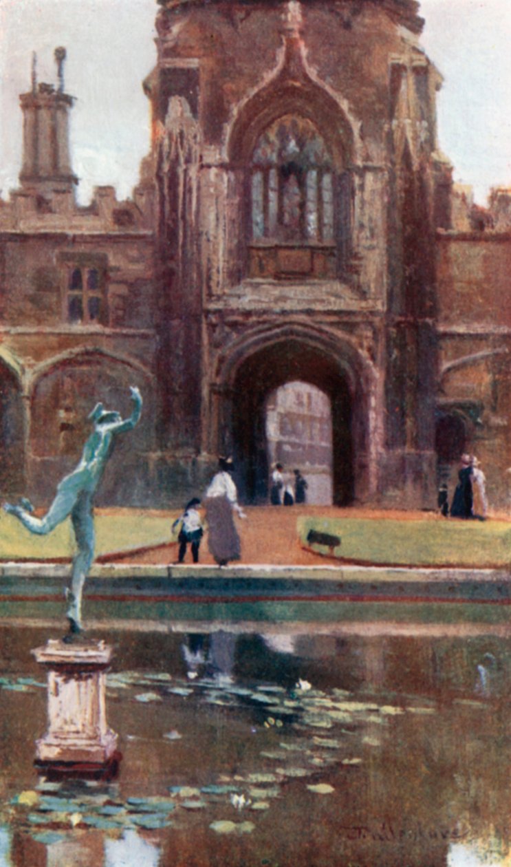 Christ Church College - Tom Quadrangle (värilitografia) tekijältä John Fulleylove