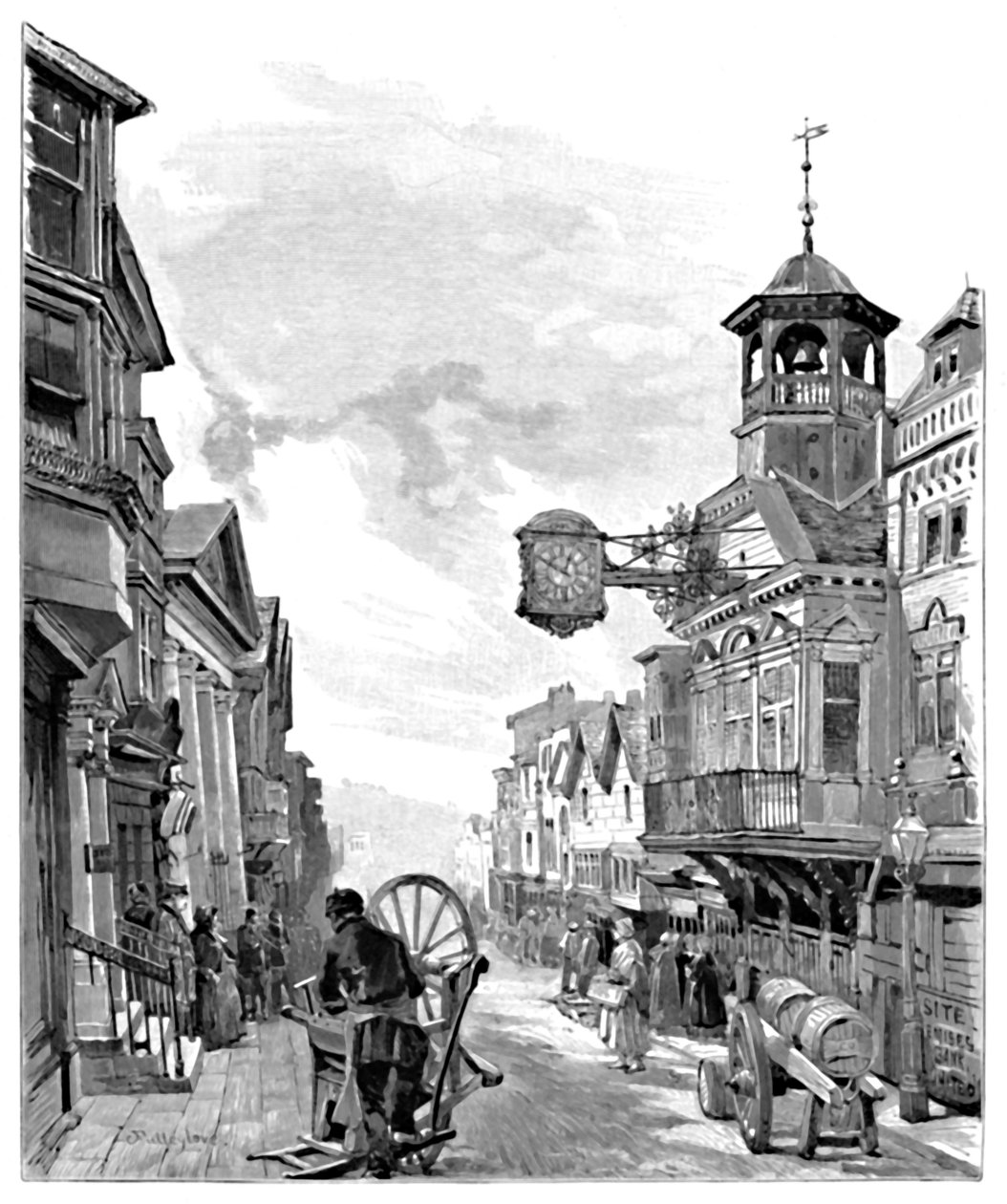 Guildford: High Street, kaupungintalo, 1886 tekijältä John Fulleylove