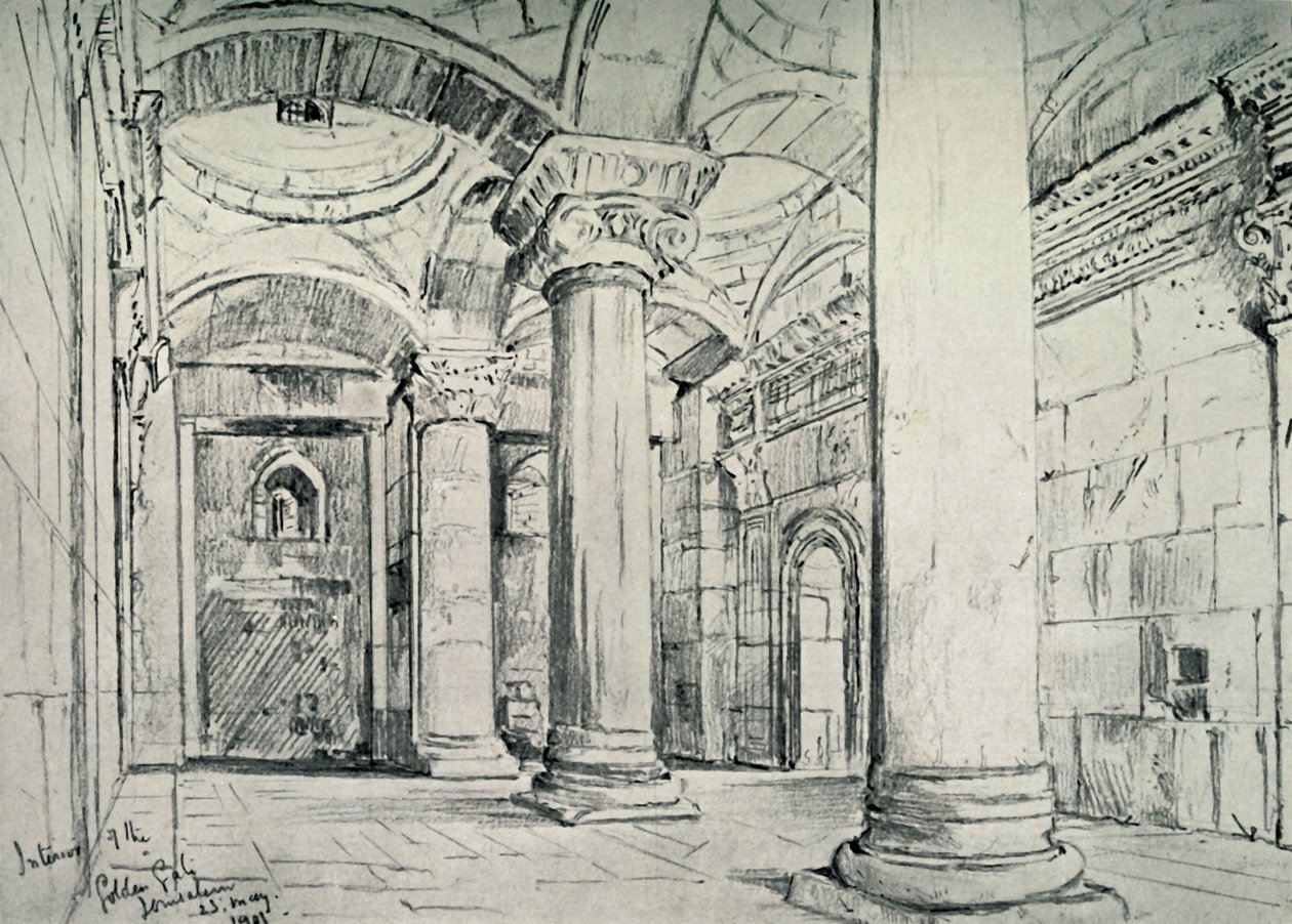 Jerusalem - Kultaisen tai kauniin portin sisustus, 1902. tekijältä John Fulleylove