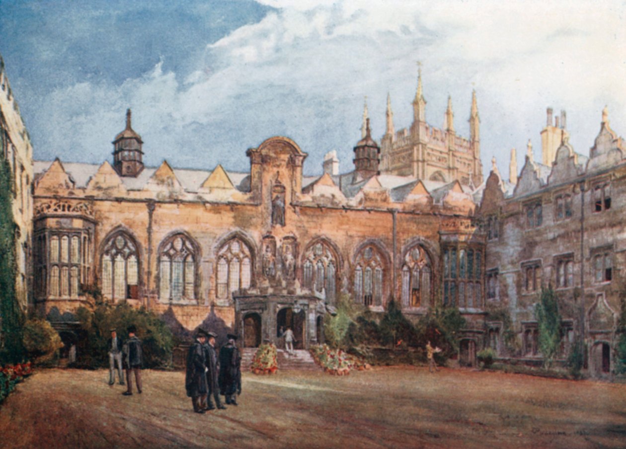 Oriel College (värillinen litografia) tekijältä John Fulleylove