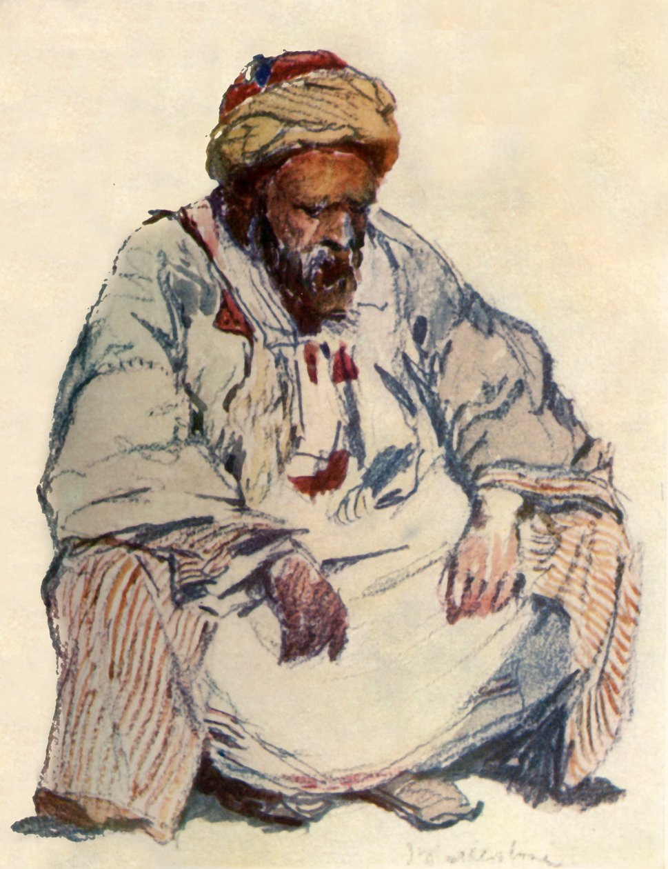 Istuva Syyrianpaimenkoira lampaantakissa, 1902. tekijältä John Fulleylove