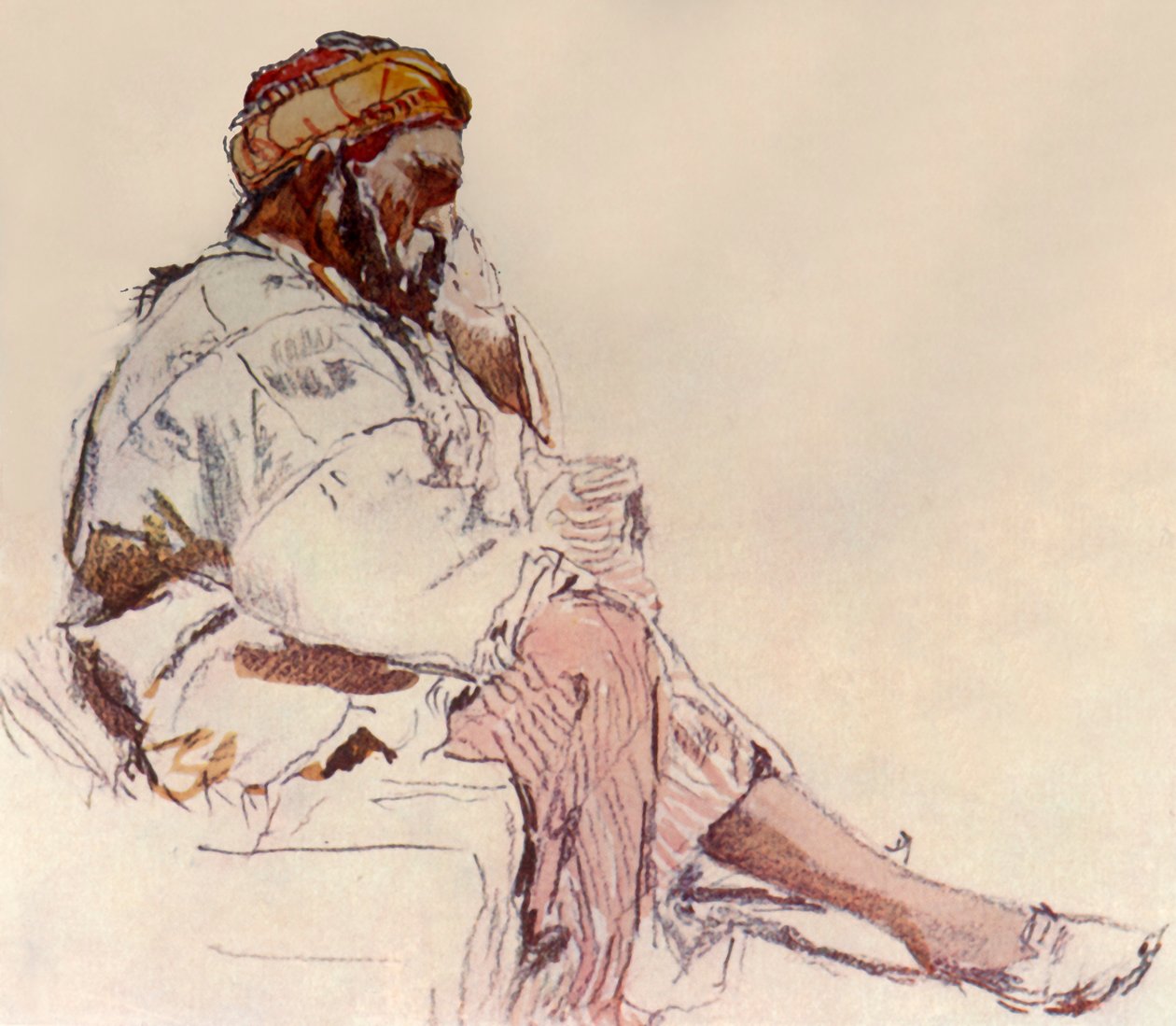 Syyrian talonpoika istuu: Profiilissa, 1902. tekijältä John Fulleylove
