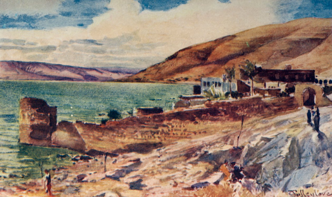 Galilean järvi, katsoen etelään Tiberiasta, 1902. tekijältä John Fulleylove