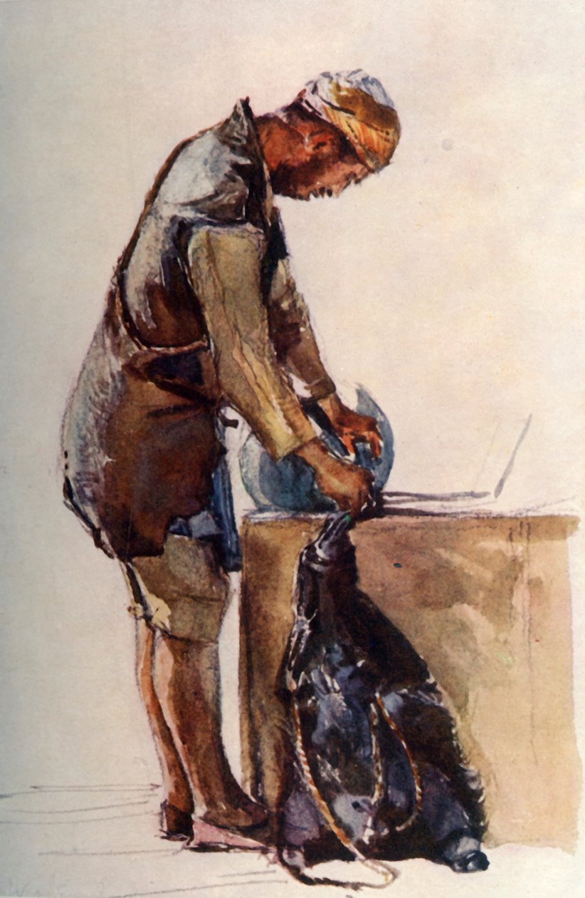 Water-Carrier Filling Skin, Jerusalem, 1902. tekijältä John Fulleylove