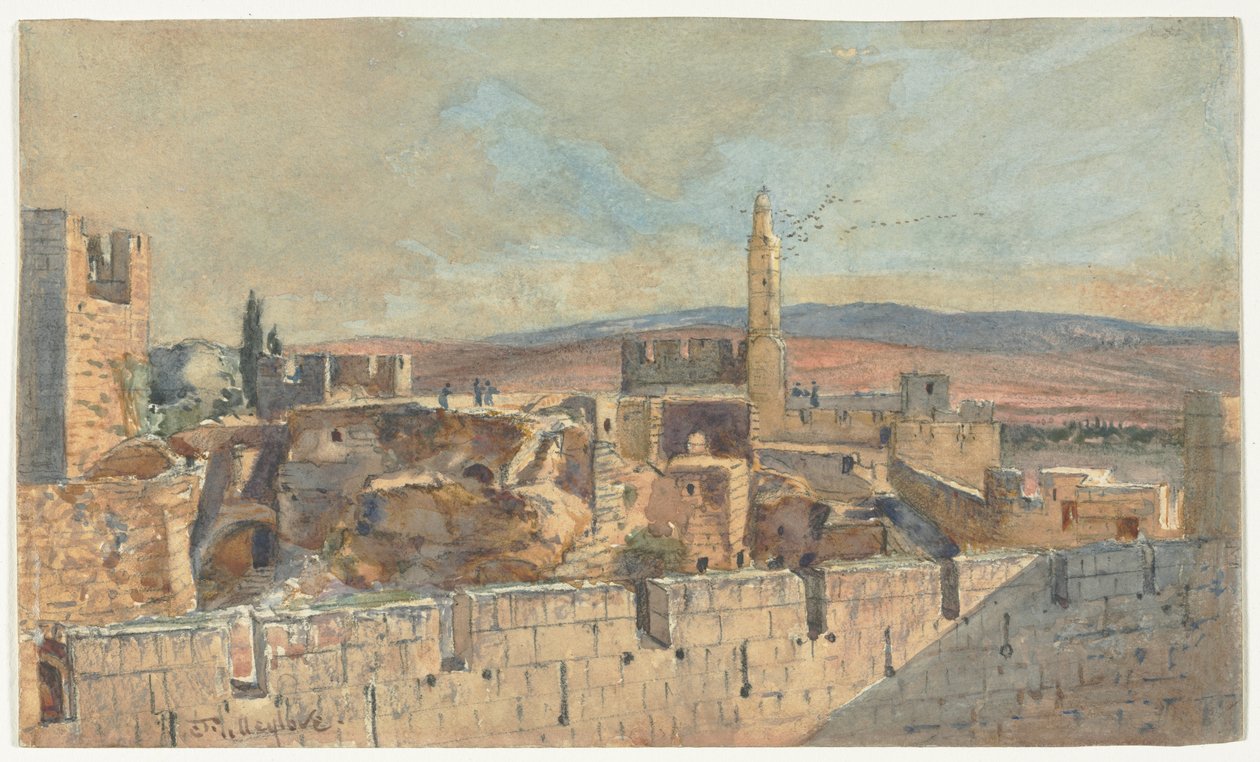 Näkymä Jerusalemin vanhaankaupunkiin, 1800-luvun toinen puoli. tekijältä John Fullylove