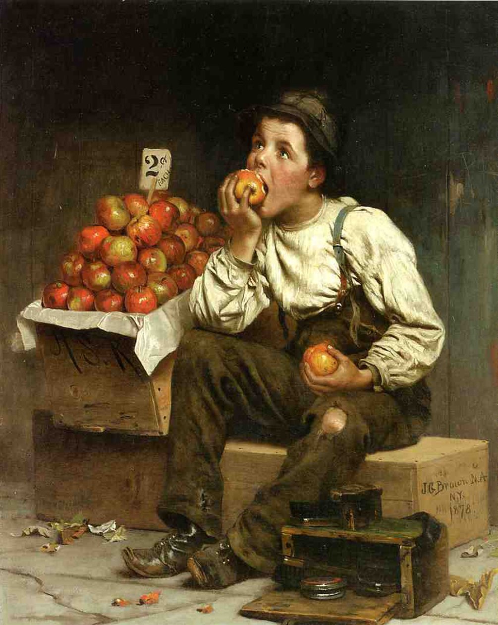 Poika syö omenoita, 1878 tekijältä John George Brown