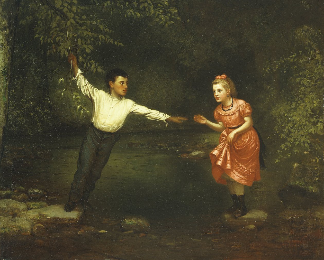 Ponnahduskivet puron yli, tekijältä John George Brown