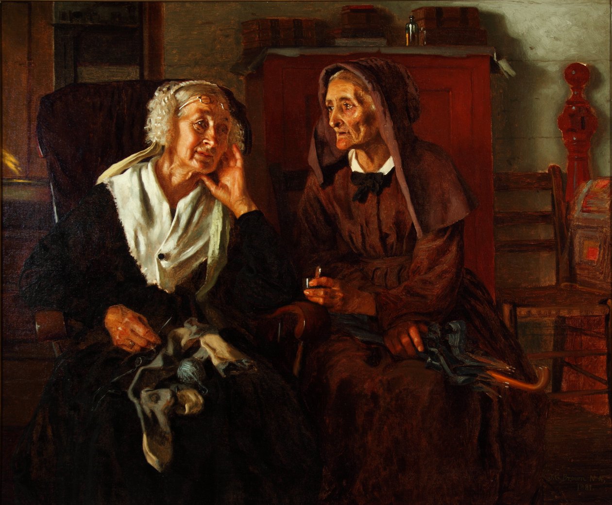 Naapurit 1881 (Öljy kankaalle) tekijältä John George Brown