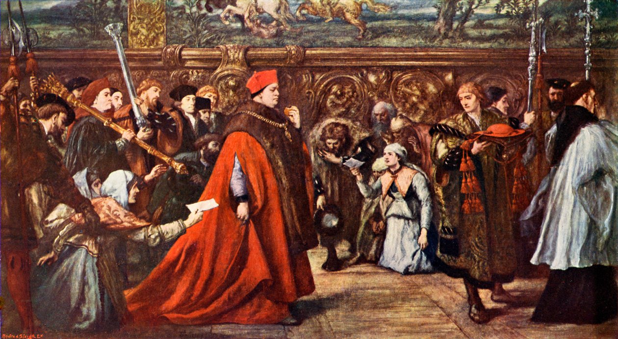 Kardinaali Wolsey lähdössä Westminster Halliin tekijältä John Gilbert