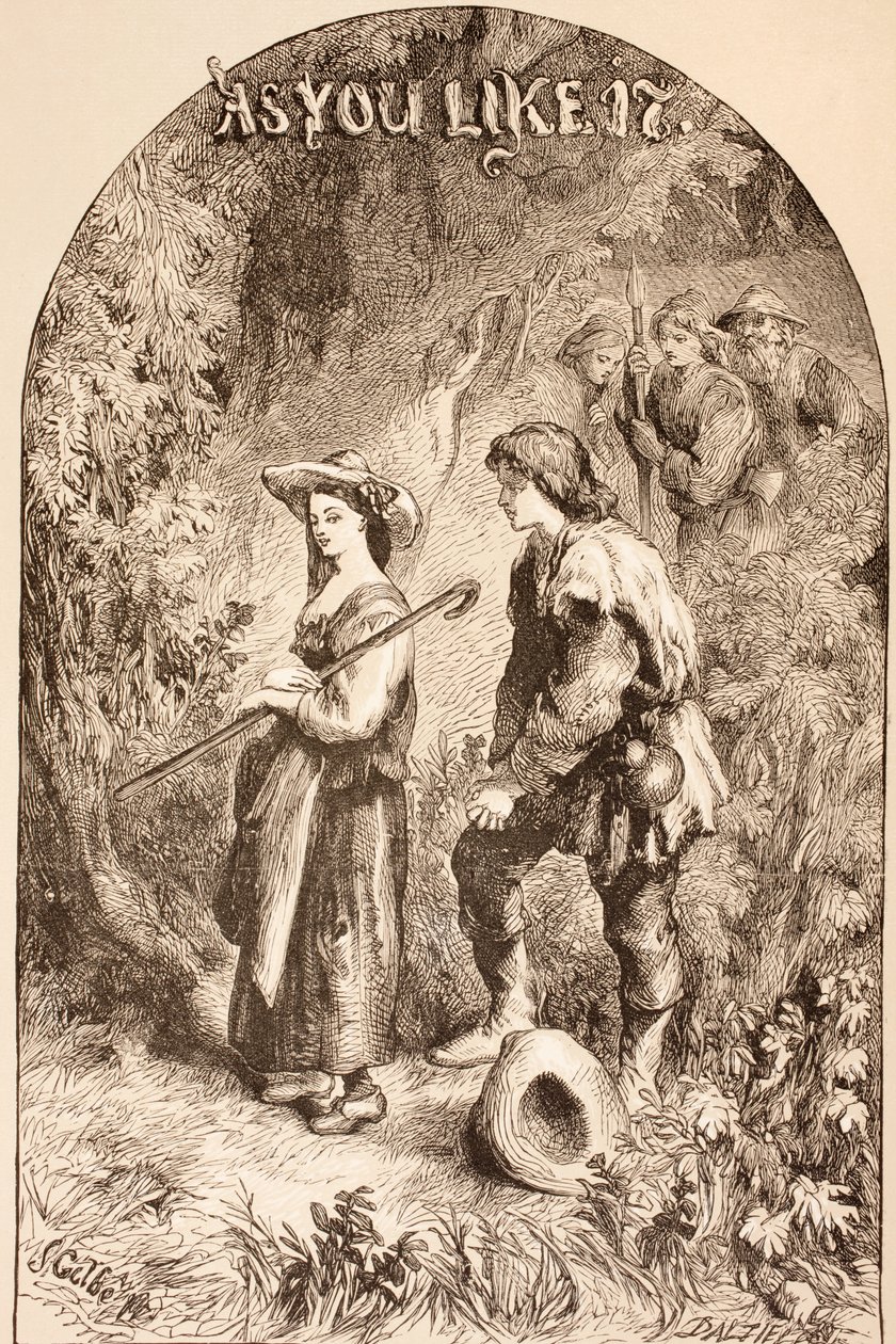 Kuvitus As You Like It -julkaisusta "The Illustrated Library Shakespeare", julkaistu Lontoossa 1890 tekijältä John Gilbert