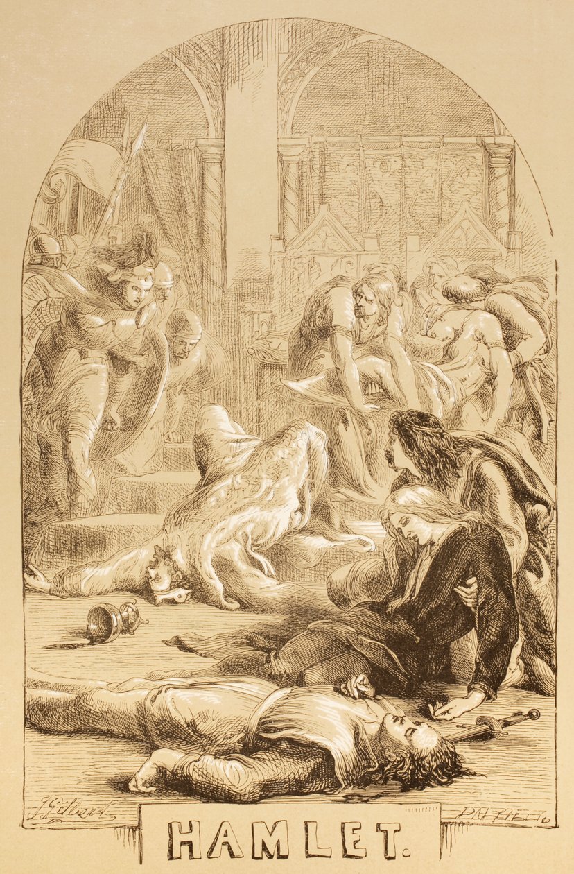 Kuvitus Hamletille, "The Illustrated Library Shakespeare", julkaistu Lontoossa 1890 tekijältä John Gilbert