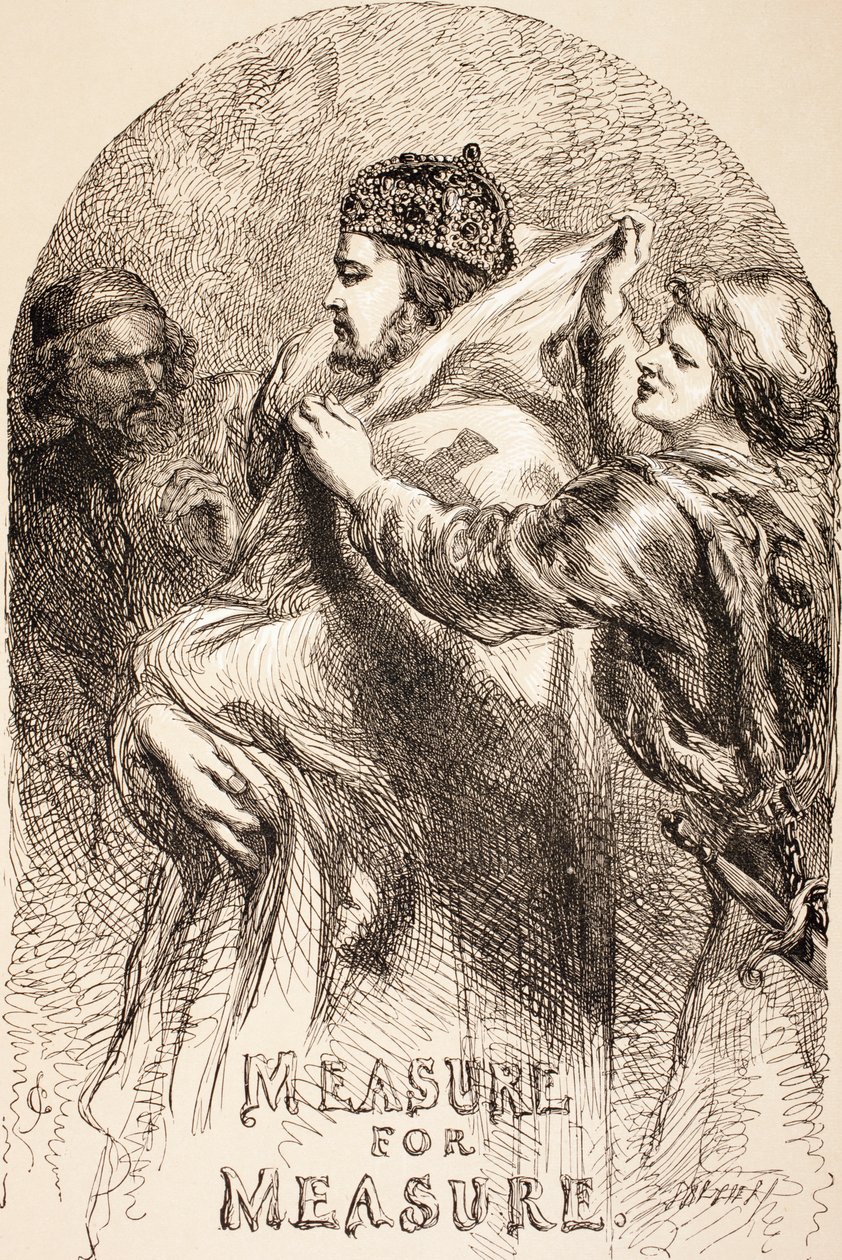 Illustration for Measure for Measure, "The Illustrated Library Shakespeare", julkaistu Lontoossa 1890 tekijältä John Gilbert