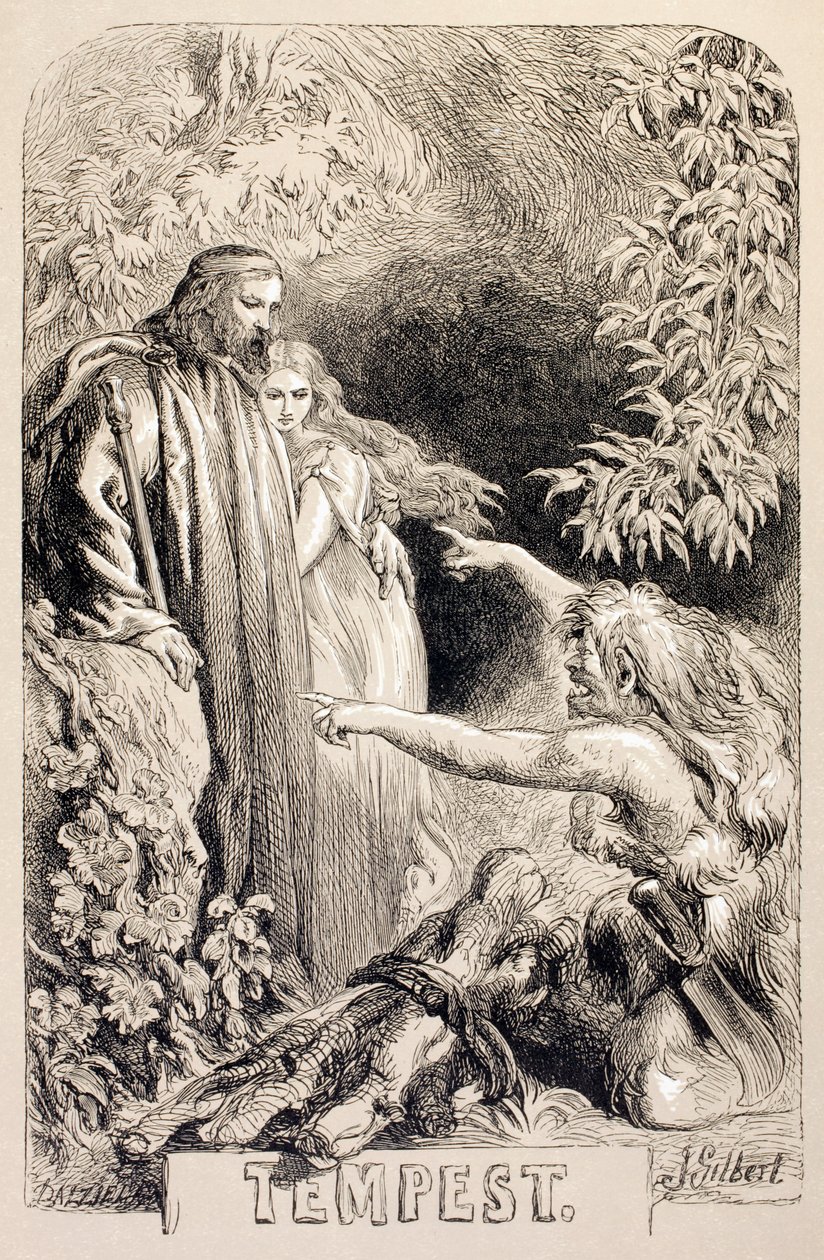 Kuvitus Myrskyyn, "The Illustrated Library Shakespeare", julkaistu Lontoossa 1890 tekijältä John Gilbert
