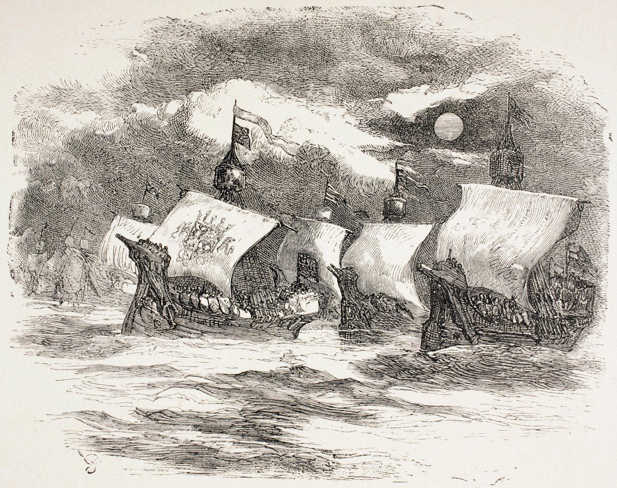 Kuningas Henryn laivasto purjehtii Ranskaan, 1890 tekijältä John Gilbert