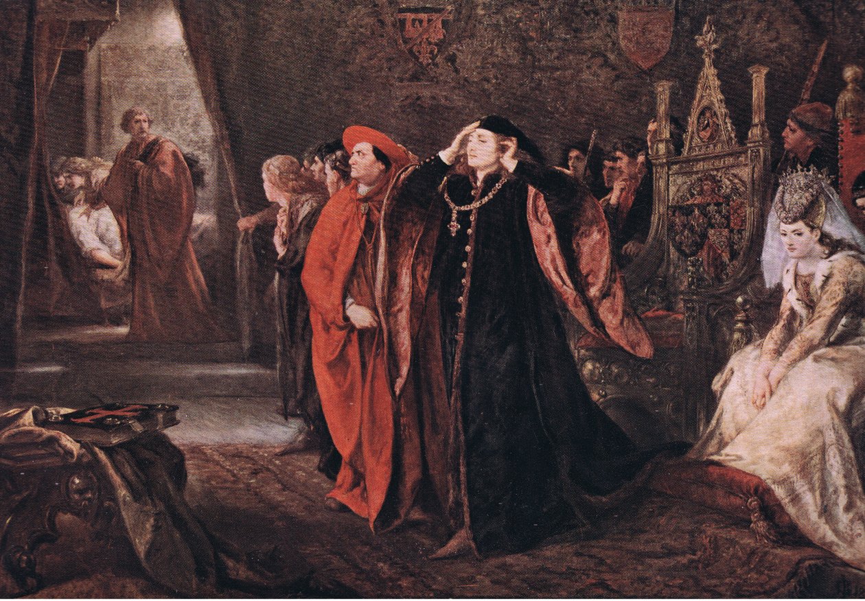 Gloucesterin kuolema (kuningas Henrik VI). Tule tänne, armollinen hallitsija, katso ruumista, J. Coker & Co Ltd:n julkaisemasta William Shakespearen kokoelmateoksesta "The Complete Works of William Shakespeare". tekijältä John Gilbert