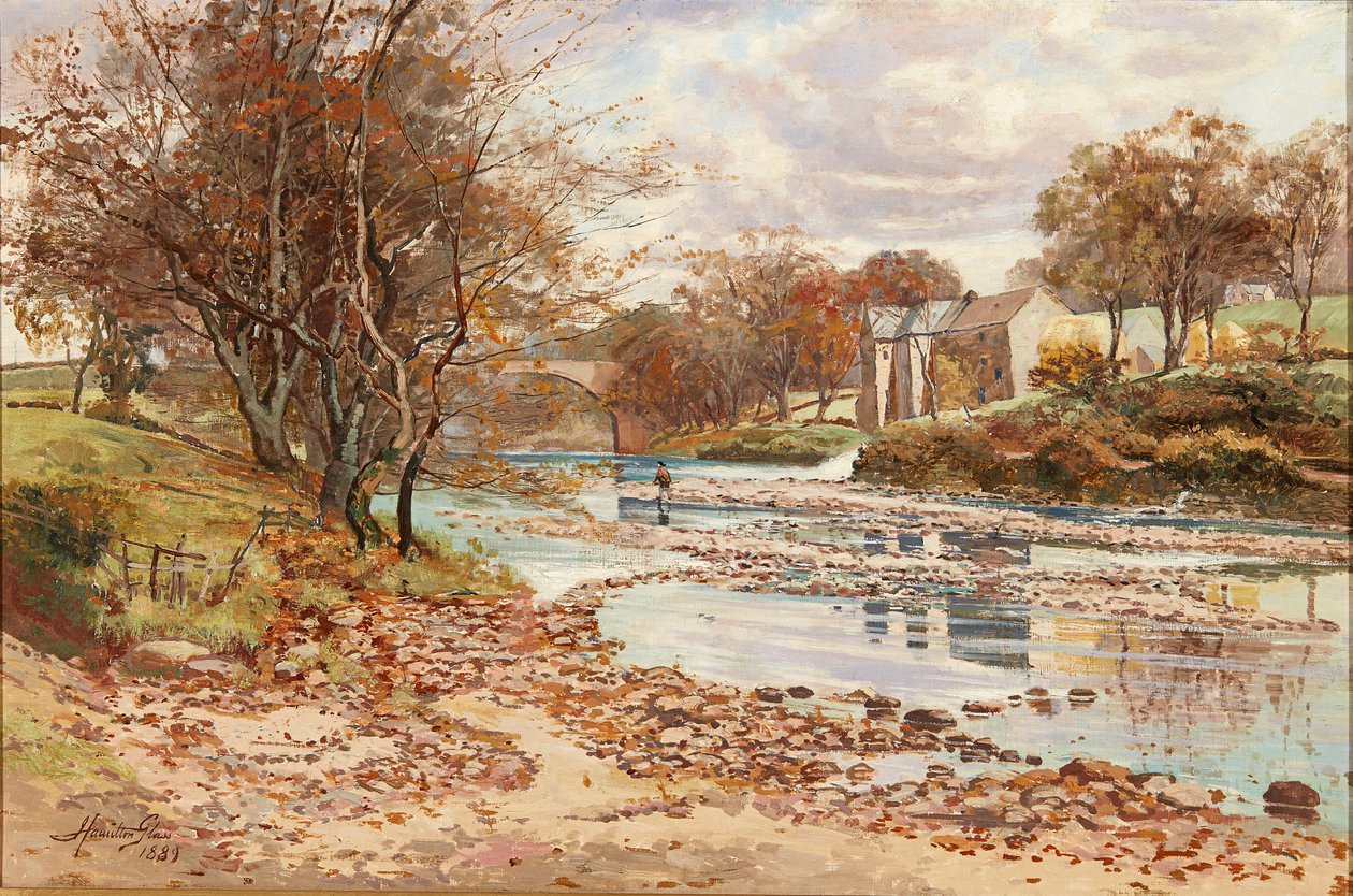 Old Mill on the Tyne, Haddington (öljy kankaalle) tekijältä John Glass