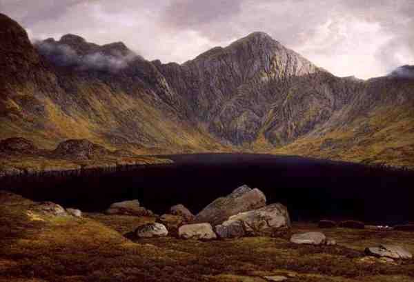 Loch Coruisk, Isle of Skye (öljy kankaalle) tekijältä John Glover