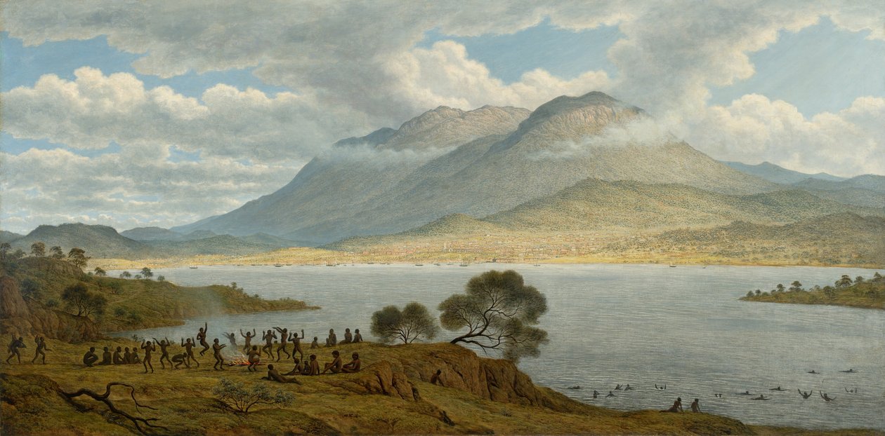 Mount Wellington ja Hobartin kaupunki Kangaroo Pointista käsin tekijältä John Glover