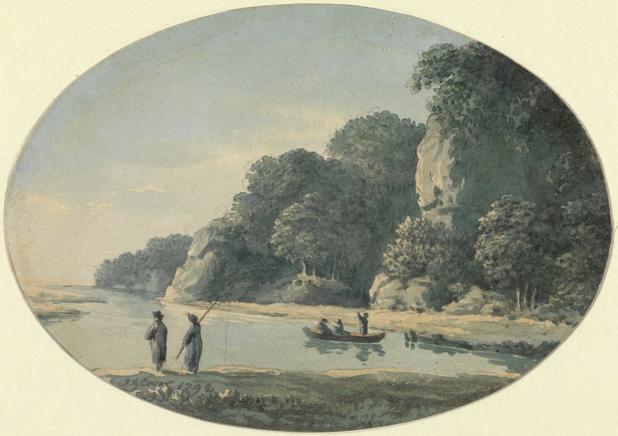 River Fishermanin kanssa, 1792 (wc grafiitin päällä paperilla) tekijältä John Glover
