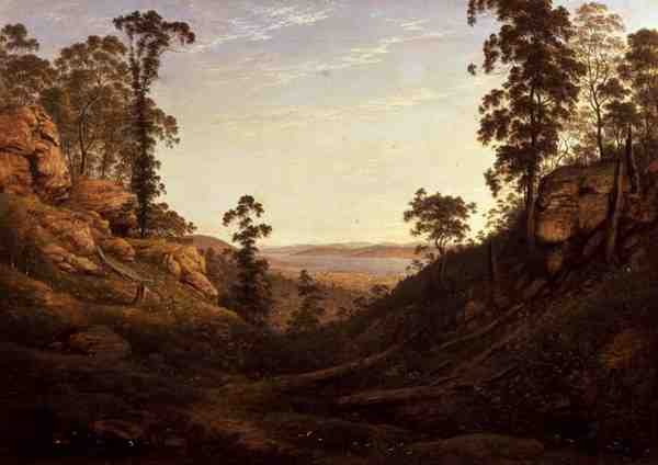 Derwent-joki ja Hobart Town, Tasmania (öljy kankaalle) tekijältä John Glover
