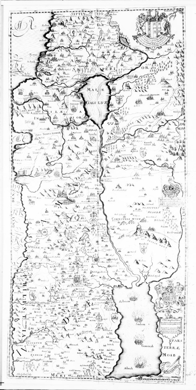Samarian kartta Thomas Fullerin teoksesta "Pisgah-sight of Palestine", 1650 tekijältä John Goddard