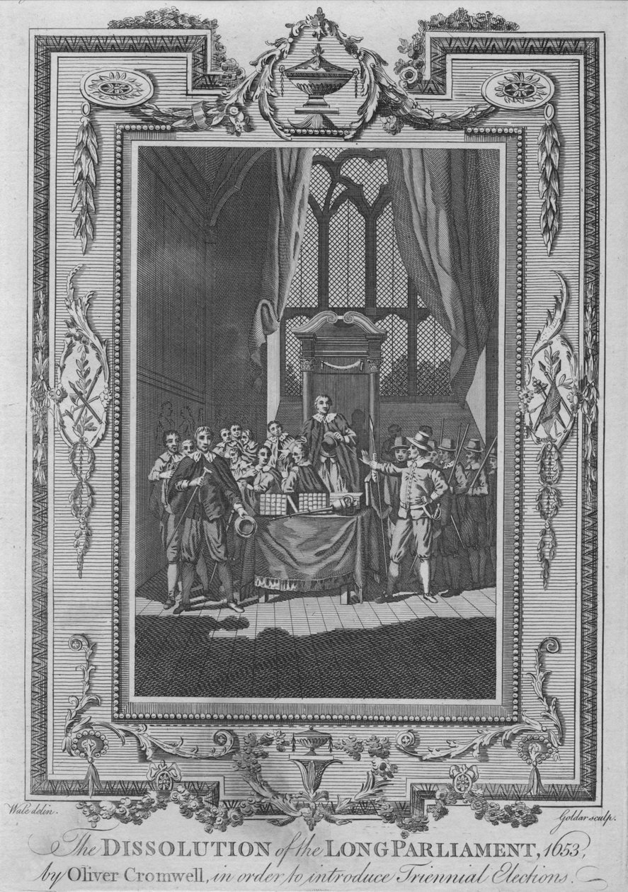 Oliver Cromwellin The Distribution of the Long Parliament, 1653, Triennial Elen esittelemiseksi tekijältä John Goldar