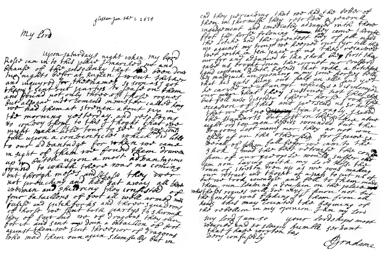 Kirje Grahamilta Claverhousesta, varakreivi Dundee, 1629, 1840 tekijältä John Graham