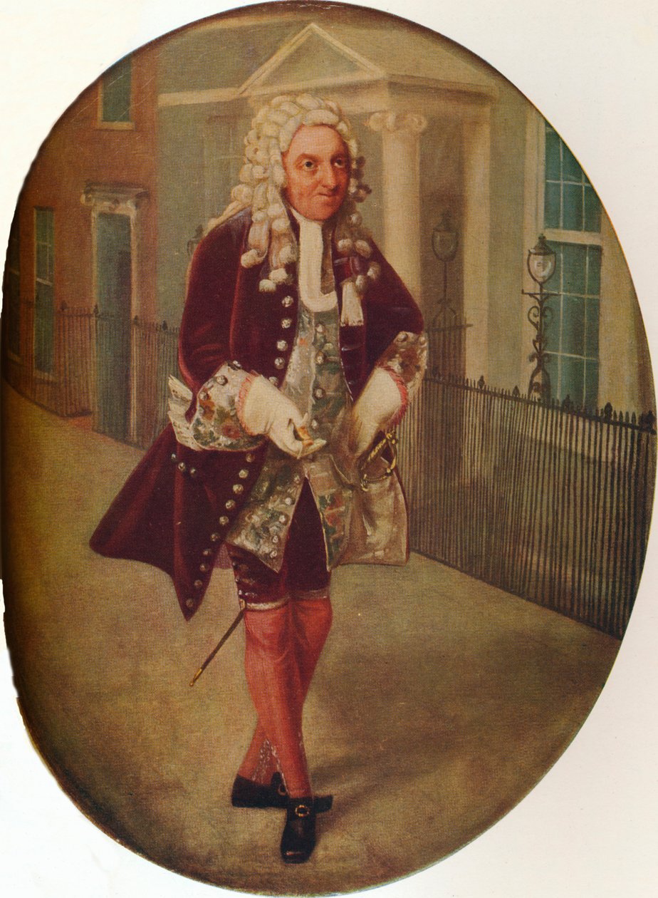 Richard Suett Bayesin roolissa George Villiersin, Buckinghamin toisen herttuan, The Rehearsalissa, 1796 tekijältä John Graham