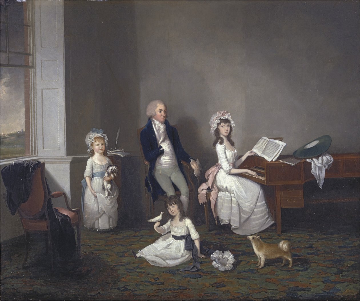 John Richard Comyns Hylands Essexistä tyttäriensä kanssa, 1775 tekijältä John Greenwood