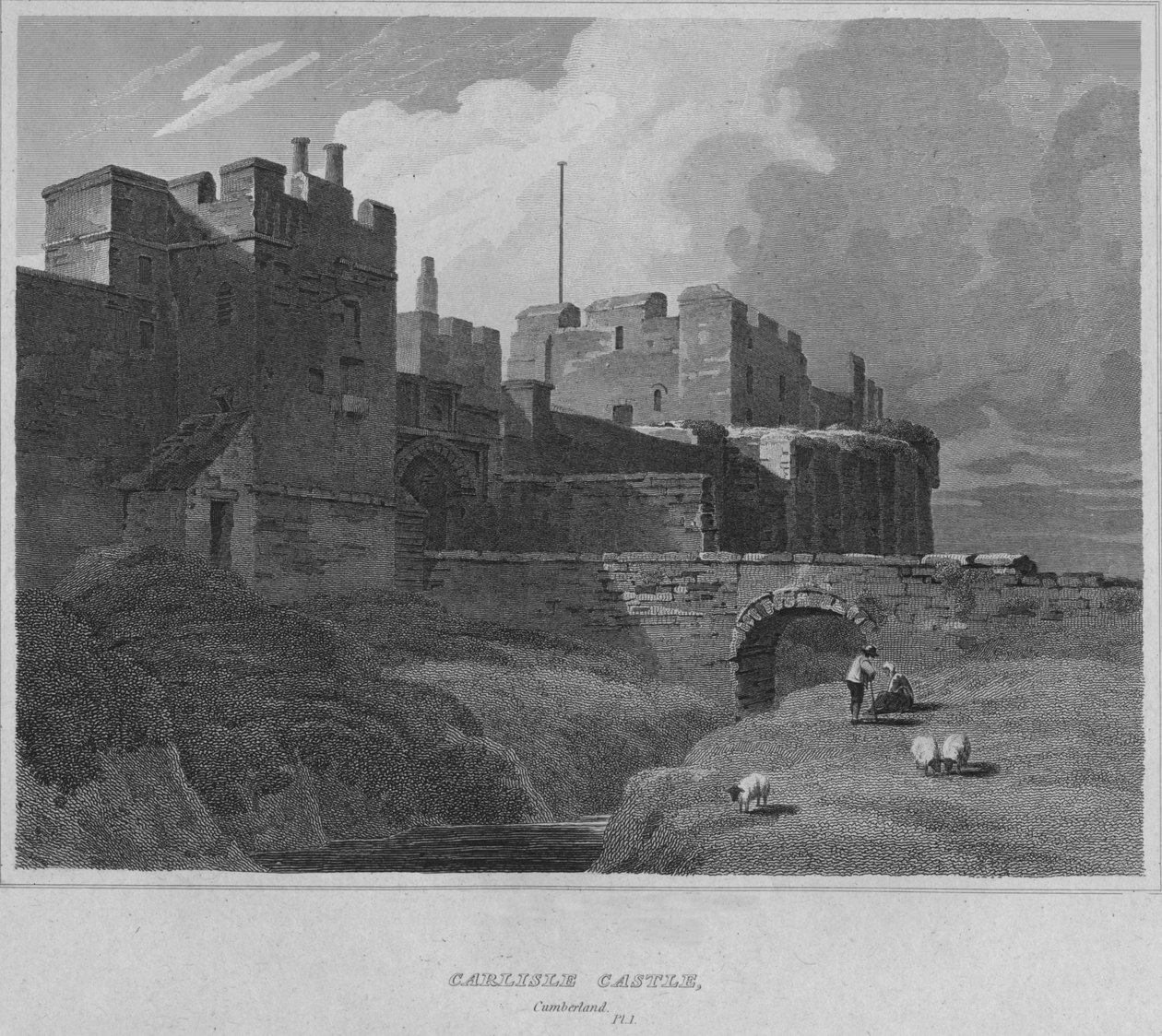 Carlislen linna, Cumberland, 1814 tekijältä John Greig