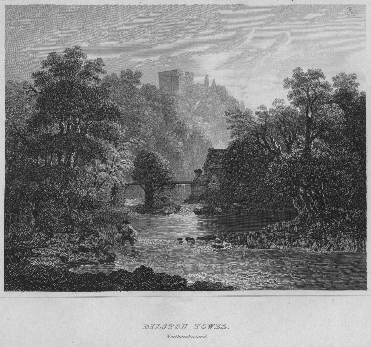 Dilston Tower, Northumberland, 1814 tekijältä John Greig